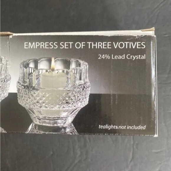 SHANNON CRYSTAL SET OF 3  "VOTIVES"  BY GODINGER 24% LEAD CRYSTAL NEW IN BOX - Picture 9 of 12